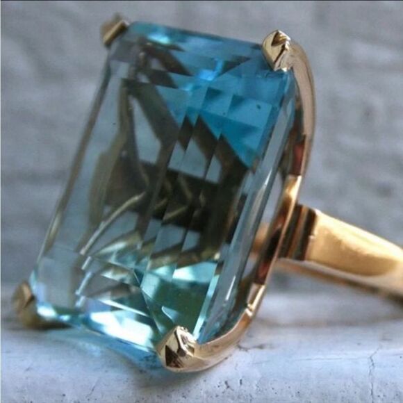 The Neptune Cocktail Ring 14k yellow gold plating over 925 Silver sz 10 - Picture 8 of 10